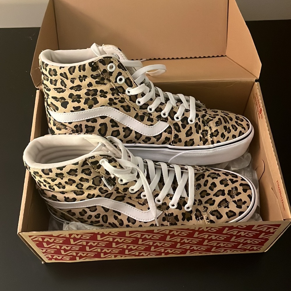 Leopard Print Women Size 10 Vans Platform Sneakers